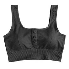 Load image into Gallery viewer, Women Sports Croptop Buttoned Front Sexy U Neck Breathable Moisture-wicking Workout Running Fitness Sleeveless Top Feminino