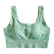Load image into Gallery viewer, Women Sports Croptop Buttoned Front Sexy U Neck Breathable Moisture-wicking Workout Running Fitness Sleeveless Top Feminino