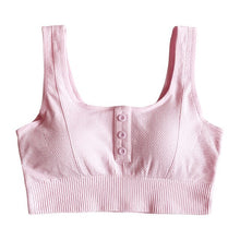 Load image into Gallery viewer, Women Sports Croptop Buttoned Front Sexy U Neck Breathable Moisture-wicking Workout Running Fitness Sleeveless Top Feminino