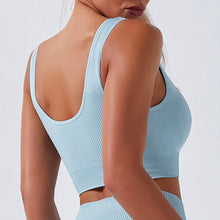 Load image into Gallery viewer, Women Sports Croptop Buttoned Front Sexy U Neck Breathable Moisture-wicking Workout Running Fitness Sleeveless Top Feminino