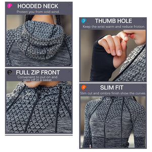 Women Sports Jackets Hooded Raglan Long Sleeve Thumb Holes Lightweight Slim Running Workout Fittness Sweatshirt Gym Activewear