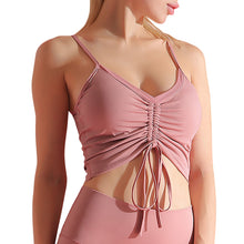 Load image into Gallery viewer, Women Sports Tank Tops  Spaghetti Straps Front Drawstring Sexy V-Neck Padded Vest Running Fitness Slim Female Camis Tops