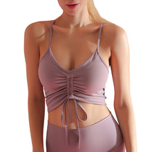 Load image into Gallery viewer, Women Sports Tank Tops  Spaghetti Straps Front Drawstring Sexy V-Neck Padded Vest Running Fitness Slim Female Camis Tops