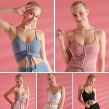 Load image into Gallery viewer, Women Sports Tank Tops  Spaghetti Straps Front Drawstring Sexy V-Neck Padded Vest Running Fitness Slim Female Camis Tops