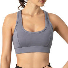 Load image into Gallery viewer, Women Sports Tops Mesh Splicing Basic Tank Tops Shockproof Padded Crop-Top Sleeveless Seamless Fitness Running Crop Camis Top