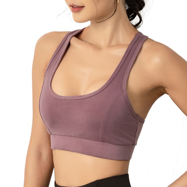 Women Sports Tops Mesh Splicing Basic Tank Tops Shockproof Padded Crop-Top Sleeveless Seamless Fitness Running Crop Camis Top