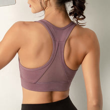 Load image into Gallery viewer, Women Sports Tops Mesh Splicing Basic Tank Tops Shockproof Padded Crop-Top Sleeveless Seamless Fitness Running Crop Camis Top