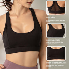 Load image into Gallery viewer, Women Sports Tops Mesh Splicing Basic Tank Tops Shockproof Padded Crop-Top Sleeveless Seamless Fitness Running Crop Camis Top