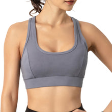 Load image into Gallery viewer, Women Sports Tops Mesh Splicing Basic Tank Tops Shockproof Padded Crop-Top Sleeveless Seamless Fitness Running Crop Camis Top
