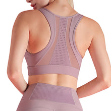 Load image into Gallery viewer, Women Sports Tops  Mesh Splicing Breathable Elastic Removable Pad Bodycon Shakeproof Running Workout Feminino Vest