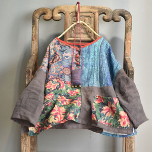 Women Spring Autumn Patchwork Linen Blouse Loose Tops Female Spliced Flax Dresses Female 2020 Linen Shirt