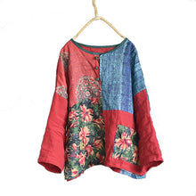 Load image into Gallery viewer, Women Spring Autumn Patchwork Linen Blouse Loose Tops Female Spliced Flax Dresses Female 2020 Linen Shirt