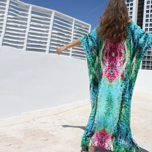 Load image into Gallery viewer, Women Summer Boho Beach Cover Ups Swimwear Feminino Embroidery Blouse Long  Floral Print Camisa Feminina 2021 Dress Outerwear