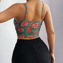 Load image into Gallery viewer, Women Summer Floral Print Tanks Camis Tops Sleeveless Cotton Bustier Unpadded Bandeau Crop Top Spaghetti Strap Camisole Tank Top