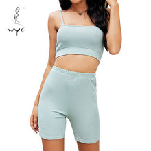 Load image into Gallery viewer, Women Summer Sexy Fashion Camisole Skinny 2 Piece Set Female Clothing Sets Ladies Solid Clothing Sleeveless Crop Top Shorts Suit