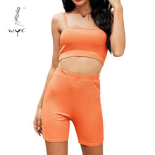 Load image into Gallery viewer, Women Summer Sexy Fashion Camisole Skinny 2 Piece Set Female Clothing Sets Ladies Solid Clothing Sleeveless Crop Top Shorts Suit