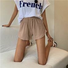 Load image into Gallery viewer, Women Summer Shorts High Elastic Lace Up Drawstring Wide Leg Sweat Short Fitness Running Shorts Loose Casual Large Sports Pants