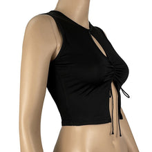 Load image into Gallery viewer, Women Summer Top Clothes T-shirt Front Slit With Open Neckline Corset Treetwear Top Skinny Tight Knit Women Pulover  Vest Bustie