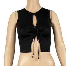 Load image into Gallery viewer, Women Summer Top Clothes T-shirt Front Slit With Open Neckline Corset Treetwear Top Skinny Tight Knit Women Pulover  Vest Bustie