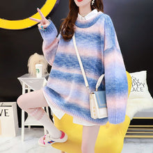 Load image into Gallery viewer, Women Sweater Pullover Rainbow Girls Japanese Knitted Jumper Loose Oversize Spring And Autumn Long Sleeve Pink Blue Top 2021
