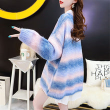 Load image into Gallery viewer, Women Sweater Pullover Rainbow Girls Japanese Knitted Jumper Loose Oversize Spring And Autumn Long Sleeve Pink Blue Top 2021