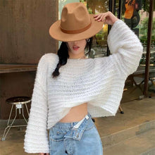 Load image into Gallery viewer, Women Sweater Streetwear Knitted Solid Ladies Sweater Elegant Jumper Long Sleeve O-neck Pullover Pink Top Winter Autumn Sweaters