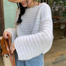 Load image into Gallery viewer, Women Sweater Streetwear Knitted Solid Ladies Sweater Elegant Jumper Long Sleeve O-neck Pullover Pink Top Winter Autumn Sweaters