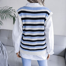 Load image into Gallery viewer, Women Sweater Vest Hollow Out 2021 Autumn Striped Sleeveless V-Neck Loose Pullovers Vest Knitted Sweater Chic Oversize Tank Tops