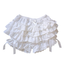Load image into Gallery viewer, Women Sweet Lolita Pantaloons Costume Elastic Waist Layered Ruffle Lace Trim Lantern Shorts Bowknot Bubble Bloomers Under Shorts