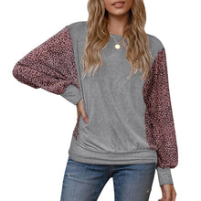 Load image into Gallery viewer, Women T-Shirt 2021 New Leopard Splicing Batwing Long Sleeve O-neck  Fashion Streetwear  Loose Casual  Female Tops XL Spring