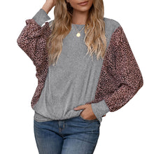 Load image into Gallery viewer, Women T-Shirt 2021 New Leopard Splicing Batwing Long Sleeve O-neck  Fashion Streetwear  Loose Casual  Female Tops XL Spring