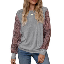 Load image into Gallery viewer, Women T-Shirt 2021 New Leopard Splicing Batwing Long Sleeve O-neck  Fashion Streetwear  Loose Casual  Female Tops XL Spring