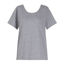 Load image into Gallery viewer, Women T-Shirt New Fashion 2021 Short Sleeve Round Neck Sexy Lace Back Hollow Out  Loose Fit Spring Summer Mujer Tops Grey