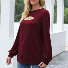 Load image into Gallery viewer, Women T-shirts Solid Color Tee Clubnight Fashion Female Tees O Neck Long Lantern Sleeve Streetwear Autumn Winter Tops Sportswear