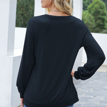 Load image into Gallery viewer, Women T-shirts Solid Color Tee Clubnight Fashion Female Tees O Neck Long Lantern Sleeve Streetwear Autumn Winter Tops Sportswear