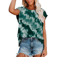 Load image into Gallery viewer, Women Tie Dye Scenery Printed Blouses Fashion Summer Shirts Casual Loose Short Sleeve Cowl Neck Tunic Tops blusas mujer блузки