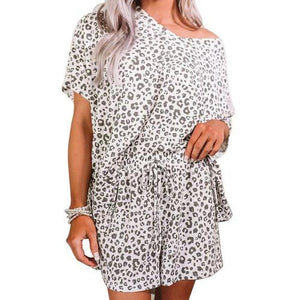 Women Tie Dye V Neck Short Sleeve Loose T-shirt Blouse Shorts Sleepwear Set Tie Dye Loose Style Comfortable to Wear Pajama