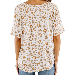 Women Tops Blouses 2021 Spring Summer Leopard Short Sleeve Blouse Shirt V Neck Pullovers Cotton Blouse Shirts Blusas Camisa