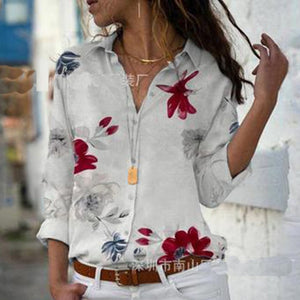 Women Tops Blouses 2021 Spring Summer Shirt Long Sleeve Print Chiffon Blouse Female Button Up Shirts Plus Size S-5XL Lapel Blusa