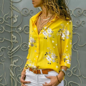 Women Tops Blouses 2021 Spring Summer Shirt Long Sleeve Print Chiffon Blouse Female Button Up Shirts Plus Size S-5XL Lapel Blusa