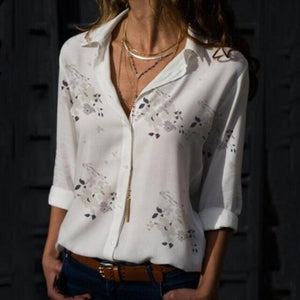 Women Tops Blouses 2021 Spring Summer Shirt Long Sleeve Print Chiffon Blouse Female Button Up Shirts Plus Size S-5XL Lapel Blusa