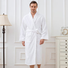 Load image into Gallery viewer, Women Towel Bathrobe 100%Cotton Long Thick Absorbent Terry Bath Robe Kimono Men LightWeight Waffle Solid Dressing Gown Sleepwear