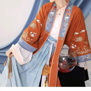Women Traditional Chinese Style Hanfu Retro Embroidery Fairy Princess Dress Folk Dance Party Outfits Qipao Cosplay Costume Set