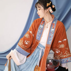 Women Traditional Chinese Style Hanfu Retro Embroidery Fairy Princess Dress Folk Dance Party Outfits Qipao Cosplay Costume Set