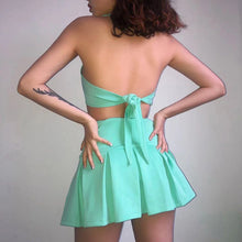 Load image into Gallery viewer, Women Two Piece Outfits 2021 Sexy Crop Top and Pleated Skirt Set Green Outfits 2 Peice Set Women Matching Sets 2 Piece Skirt Set