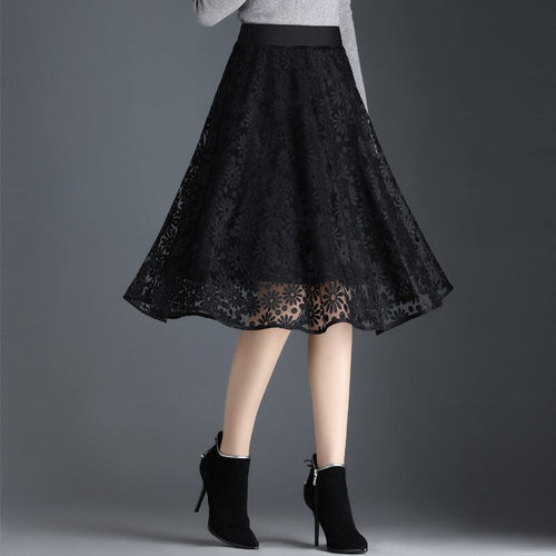 Women Vintage Skirt High Waist Elegant Soft Casual Work Skirt Black Vestidos Slim Chic Fashion Ladies A Line Skirt Women Black S