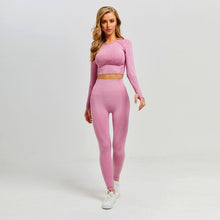 Load image into Gallery viewer, Women Vital Seamless Yoga Set Gym Clothing Fitness Leggings+Cropped Shirts Sport Suit Women Long Sleeve Tracksuit Active Wear