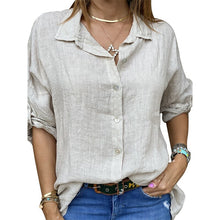 Load image into Gallery viewer, Women White Shirt Cotton Linen 2021 Spring Autumn Vintage Ladies Tops Long Sleeve Casual Turn-down Collar Women&#39;s Loose Blouses