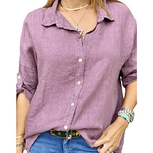 Load image into Gallery viewer, Women White Shirt Cotton Linen 2021 Spring Autumn Vintage Ladies Tops Long Sleeve Casual Turn-down Collar Women&#39;s Loose Blouses