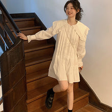 Load image into Gallery viewer, Women White Shirt Dress Sexy V-Neck Fashion Retro Bottom High Waist Dresses Thin Long-Sleeve Autumn Temperament Midi Dress